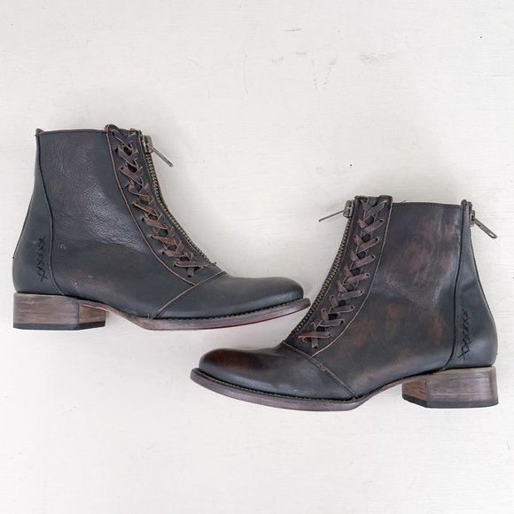 Freebird by Steven Brown Distressed Wales Zip Front Ankle Boots Booties Size 10 - Picture 7 of 12